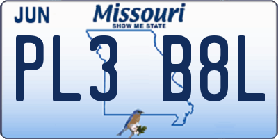 MO license plate PL3B8L