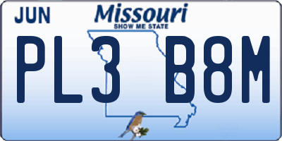 MO license plate PL3B8M