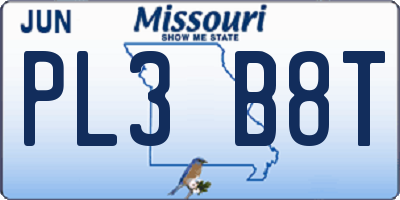 MO license plate PL3B8T