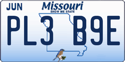 MO license plate PL3B9E