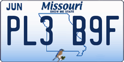 MO license plate PL3B9F