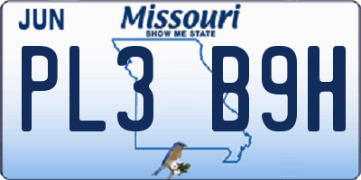 MO license plate PL3B9H