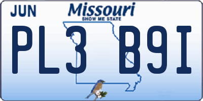 MO license plate PL3B9I