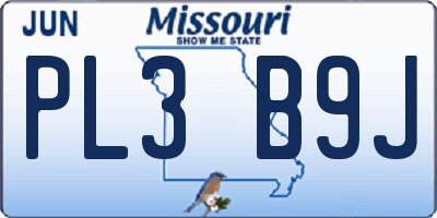 MO license plate PL3B9J