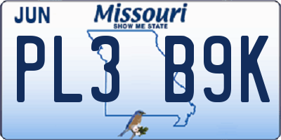 MO license plate PL3B9K