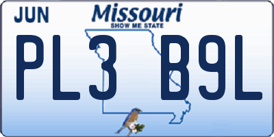MO license plate PL3B9L