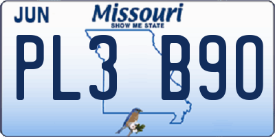 MO license plate PL3B9O