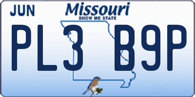 MO license plate PL3B9P