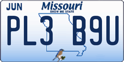 MO license plate PL3B9U