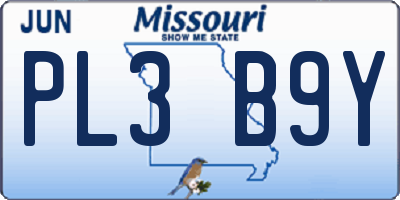 MO license plate PL3B9Y