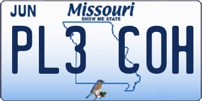 MO license plate PL3C0H