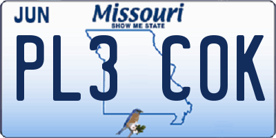 MO license plate PL3C0K
