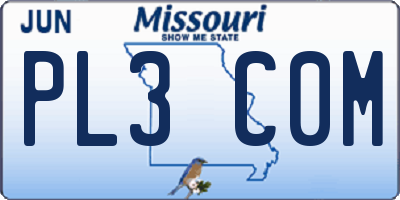 MO license plate PL3C0M