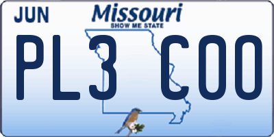MO license plate PL3C0O