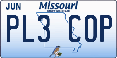 MO license plate PL3C0P