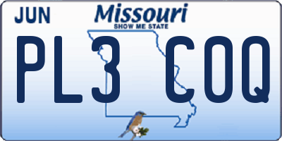 MO license plate PL3C0Q