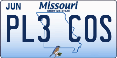 MO license plate PL3C0S