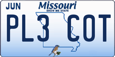 MO license plate PL3C0T