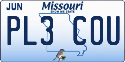 MO license plate PL3C0U
