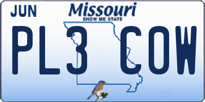 MO license plate PL3C0W