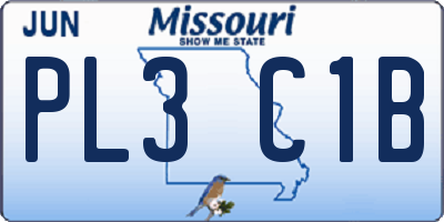 MO license plate PL3C1B