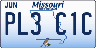 MO license plate PL3C1C
