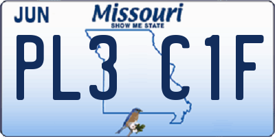 MO license plate PL3C1F