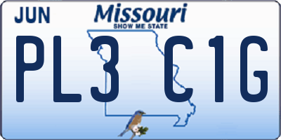 MO license plate PL3C1G
