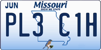 MO license plate PL3C1H