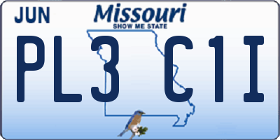 MO license plate PL3C1I
