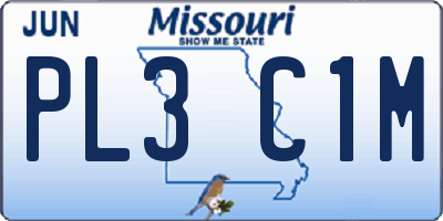 MO license plate PL3C1M
