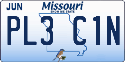 MO license plate PL3C1N