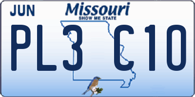 MO license plate PL3C1O