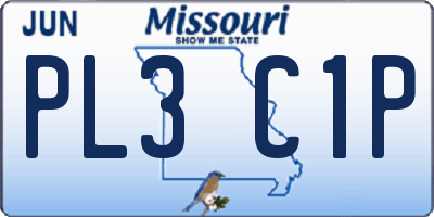 MO license plate PL3C1P
