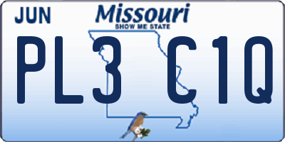 MO license plate PL3C1Q