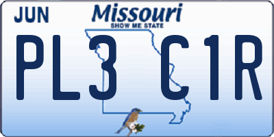 MO license plate PL3C1R