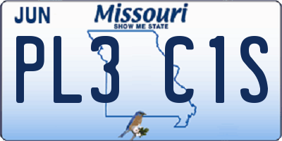 MO license plate PL3C1S