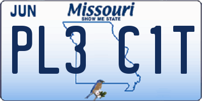 MO license plate PL3C1T