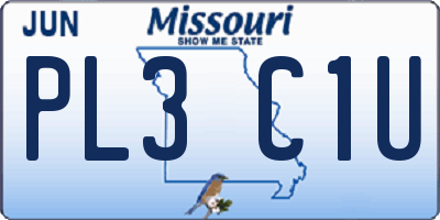 MO license plate PL3C1U