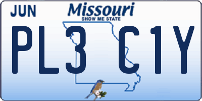 MO license plate PL3C1Y