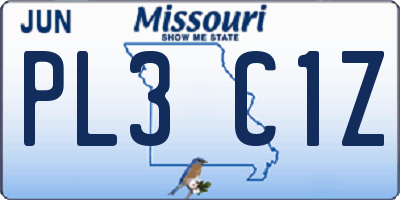 MO license plate PL3C1Z