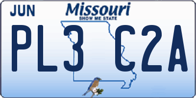 MO license plate PL3C2A
