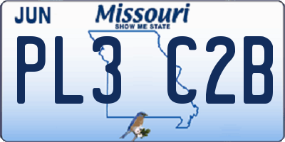 MO license plate PL3C2B