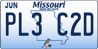 MO license plate PL3C2D