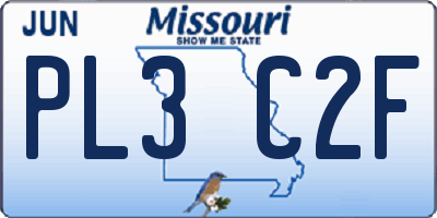 MO license plate PL3C2F