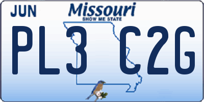MO license plate PL3C2G