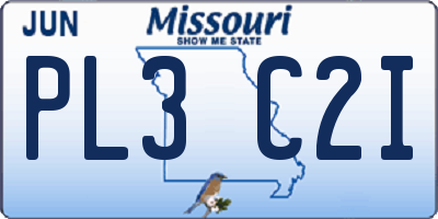 MO license plate PL3C2I