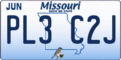MO license plate PL3C2J