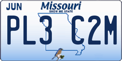 MO license plate PL3C2M