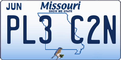 MO license plate PL3C2N